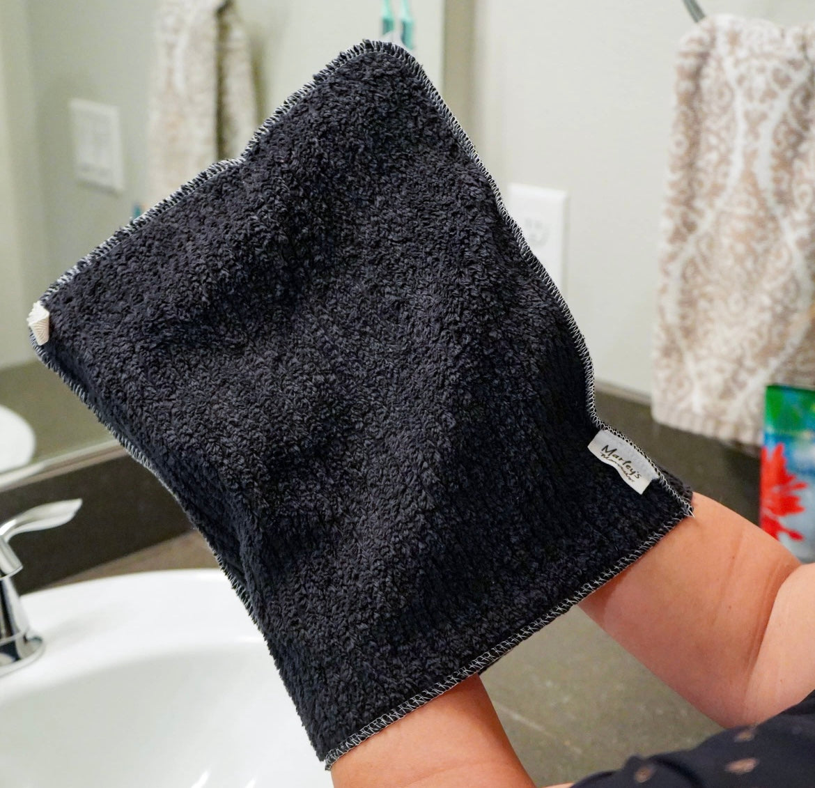 Makeup Towel: Black Cotton Chenille