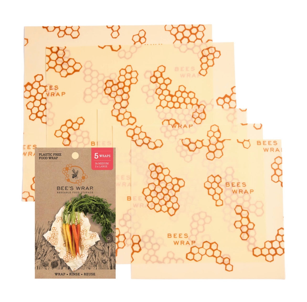 Bee's Wrap - Assorted 5 Pack - Honeycomb